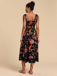 Travachic 女士热带椰子树图案中长连衣裙