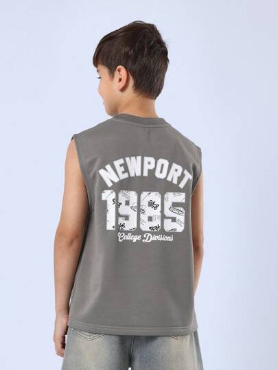 SUMWON 纽波特背心男童夏季运动服无袖运动学院青年队运动轻便休闲训练运动衫肌肉 T 恤