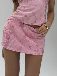 Aloruh Váy bó sát mini thêu kim sa màu hồng thời trang xuân/hè cho nữ - Hồng - Xem 8