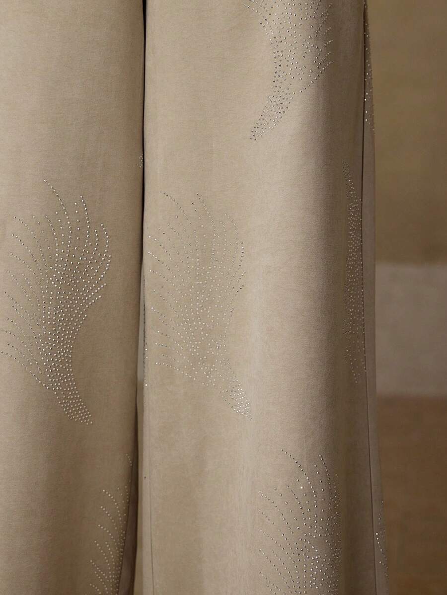 MOTF PREMIUM RHINESTONE DETAIL SLANT POCKET PANTS - Khaki - View 2