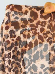 Swim SXY Sexy Leopard Print Lace Trim Bikini Set For Women, 3-Piece Swimsuit For Summer Beach Vacation