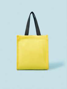 SUPERMAN X SHEIN Geantă de prânz portabilă cu imprimare grafică galbenă, genți funcționale, geanți de prânz, genți frigorifice