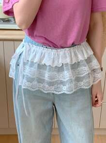 DAZY Women's Lace Embroidery Bowknot Waist Skirt, Suitable For All Seasons Fall Skirts