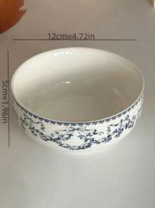 2pcs/Set Blue Ditsy Floral Printed Ceramic Bowl, Minimalist Blue Ditsy Floral Breakfast Bowl, Dessert Oatmeal Bowl, Rice Bowl, Noodle Bowl, Suitable For Restaurants, Dessert ShopsChristmas Gift