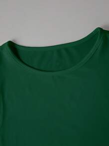 INAWLY 大码花卉印花圆领休闲无袖上衣，夏季 - 墨綠色 - 查看 4