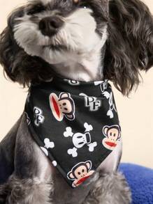 Paul Frank X SHEIN 1 pezzo Bavaglino da strada per animali domestici con stampa di scimmia, parannanza per il collo, adatto per cani e gatti, taglie S, M, L, adatto per una varietà di forme del corpo