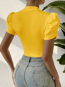SHEIN SXY Body de manga abullonada unicolor informal para vacaciones
