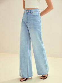 MOTF STUDIO 水钻装饰高街喇叭牛仔裤 - 藍色 - 查看 5