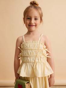 Ontre Young Girl 2pcs Set Ruffle Strap Top And A-Line Skirt