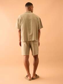 Musero Jagged Edge Detail Drawstring Shorts Only Summer Smart Streetstyle Vacation Casual - Green - View 4