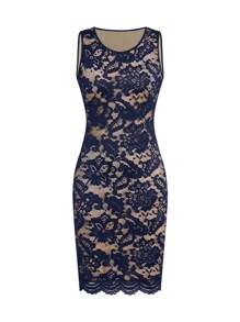 Ellevyn Bộ 2 món: Áo khoác đen ôm sát tay vừa + Váy ren ngắn ôm sát không tay cho nữ, Trang phục công sở, trang phục thường ngày cho doanh nhân, trang phục đi chơi - Màu xanh hải quân - Xem 4