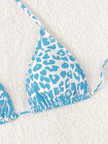Parte superior de traje de baño con estampado de leopardo para mujeres, ideal para la playa y las vacaciones