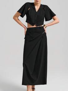 Ontre 女士日常两件套服装 - 黑色 - 查看 5