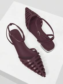 MOTF PREMIUM POINTED TOE SLINGBACKS FLAT SHOES - Burgundy - View 9