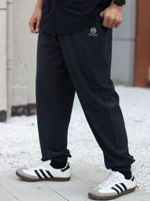 Manfinity Homme Men Casual Drawstring Waist Elastic Cuffs Pants - Grey - View 3