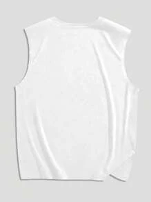 ROMWE MEN Street Life Men's Vintage Casual Statue Of Liberty Graphic Vest, Summer