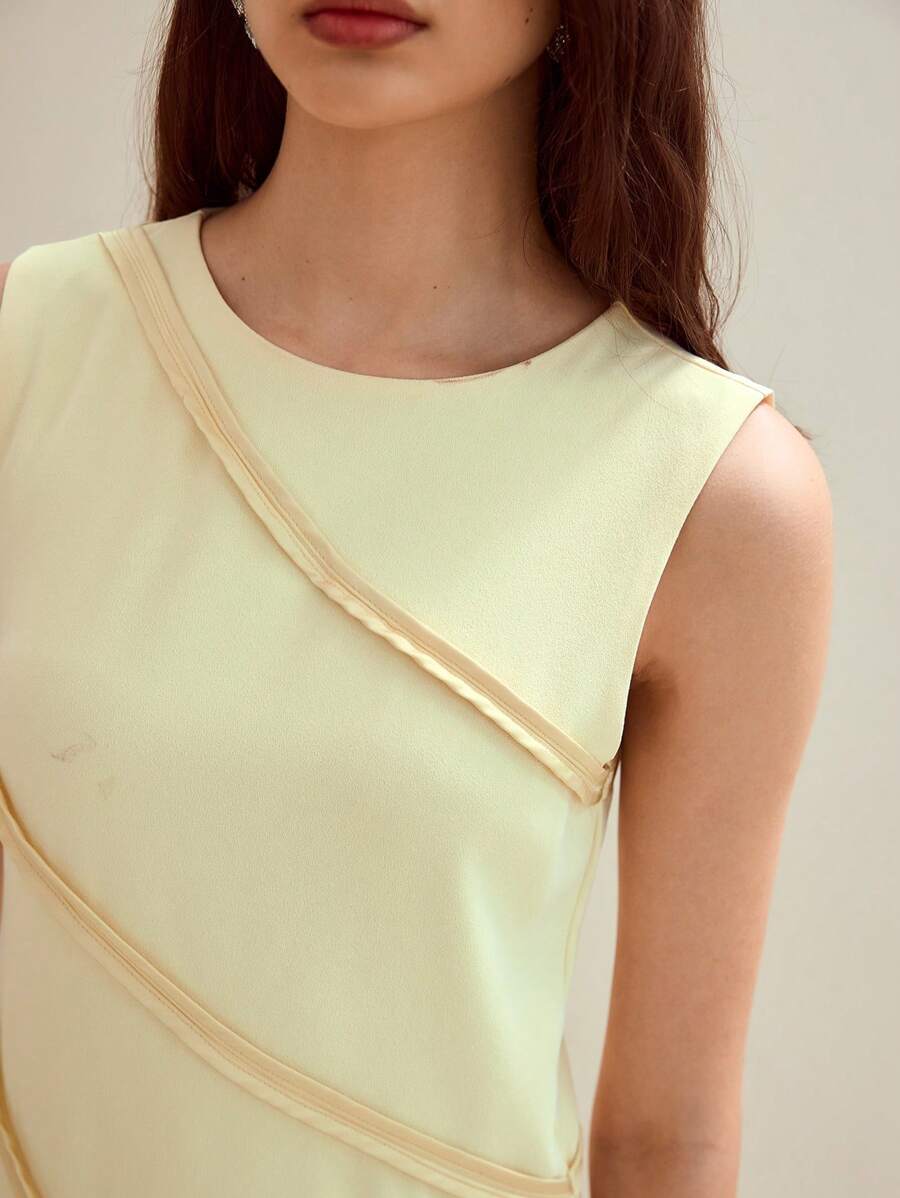 MOTF STUDIO ZIPPER BACK A LINE DRESS - Yellow - View 2