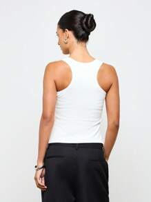 AiiRZ Square Neck Ribbed Racer Back Tank Top