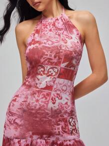Roylia Vestido mini ajustado con escote halter y espalda descubierta, sexy - Multicolor - Ver 5
