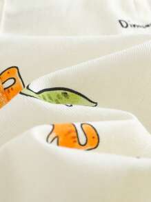 Cozy Pixies 2pcs/Set Baby Boy Soft Knit Cartoon Dinosaur Print Short Sleeve T-Shirt And Bib Shorts Set - Multicolor - View 10