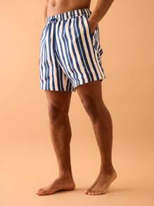 Musero Painted Stripe Printed Swim Shorts Summer Smart Streetstyle Vacation Casual