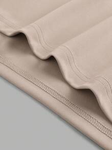 Manfinity Joysei 2pcs/Set Men's Standard Size Embossed Letter Pattern Khaki T-Shirt And Shorts Set, Cozy Outfits - Khaki - View 5