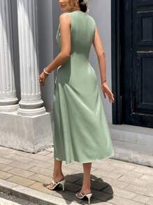 Chiquease 法式无袖修身女装 - 綠色 - 查看 2