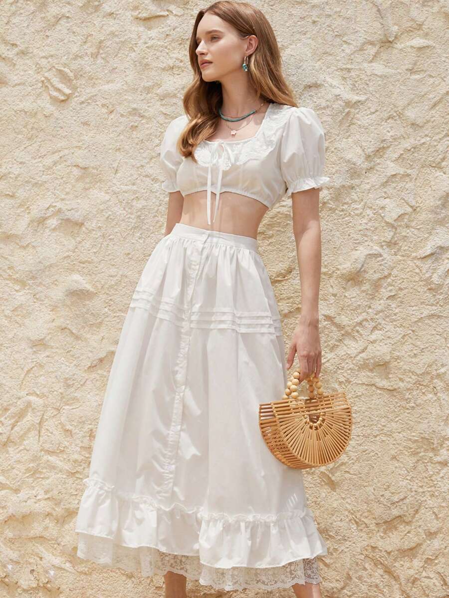 Aveloria Rosie Ținute Două Piese Femei Pentru Purtare Zilnic - alb - Vizualizare 1