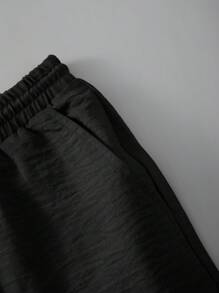 Manfinity Homme Ensemble deux pièces pour hommes, chemise à manches courtes de couleur unie simple et pantalon long d'été. Tenue décontractée