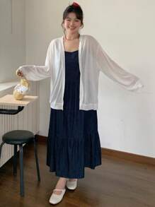 Dazy Plus Women's Loose Sheer Long Sleeve Cardigan