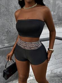 Slaydiva Ladies' Plain Black Swimsuit Bottom With Hollow-Out Trim For Summer Beach Vacation - Black - View 6