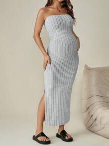 SHEIN Maternity Summer Casual Strapless Dress Summer Clothes Maternity Summer Dress - Multicolor - View 9