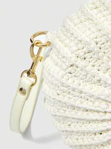 SHECARRY 1pc Woven Summer Vacation Shoulder Bag For Women, Large Capacity Casual Beach Tote - Beige - View 6