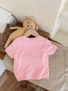 SHEIN Leap Crew Áo thun cổ tròn tay ngắn thường ngày dễ thương "Lil Sister" cho bé gái, phù hợp cho mùa hè - Nhiều màu - Xem 2