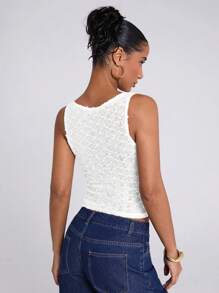 SHEIN BAE 女士春夏休闲度假透视钩编机车波西米亚风网眼袖上衣外出上衣，适合音乐节、西部牛仔风格等场合