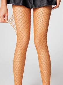 ROMWE Goth (3 pares) Medias de red de alta elasticidad de color púrpura, mallas/pantis/leggings para mujer