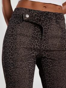 MUSERA 低腰猎豹纹喇叭牛仔裤 夏季节日度假 可爱性感牛仔女郎 春季伊比沙岛波西米亚西部音乐会 冬季纳什维尔冬季时尚 - 黑色 - 查看 5