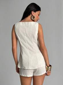 Aloruh Women's Spring/Summer Striped Vest Jacket, Single Breasted,Graduation,Teacher Outfits For Women,Back To School - Black and White - View 2