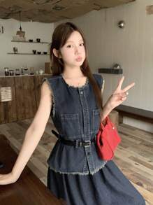 DAZY Women Denim Two Pieces Outfits - Blue - View 5