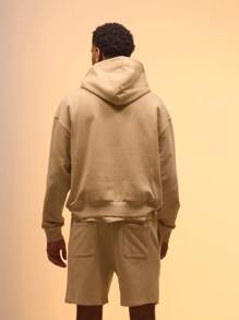 Musero Casual Airport Street Style Premium Oversized Embroidered "M" Pull On Hoodie Tracksuit For Spring For Summer Holiday Vacation - Apricot - View 5