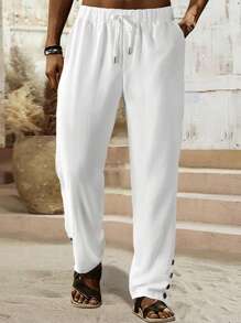Manfinity RSRT Men's Simple Casual Draw String Waist Button Hem Pants