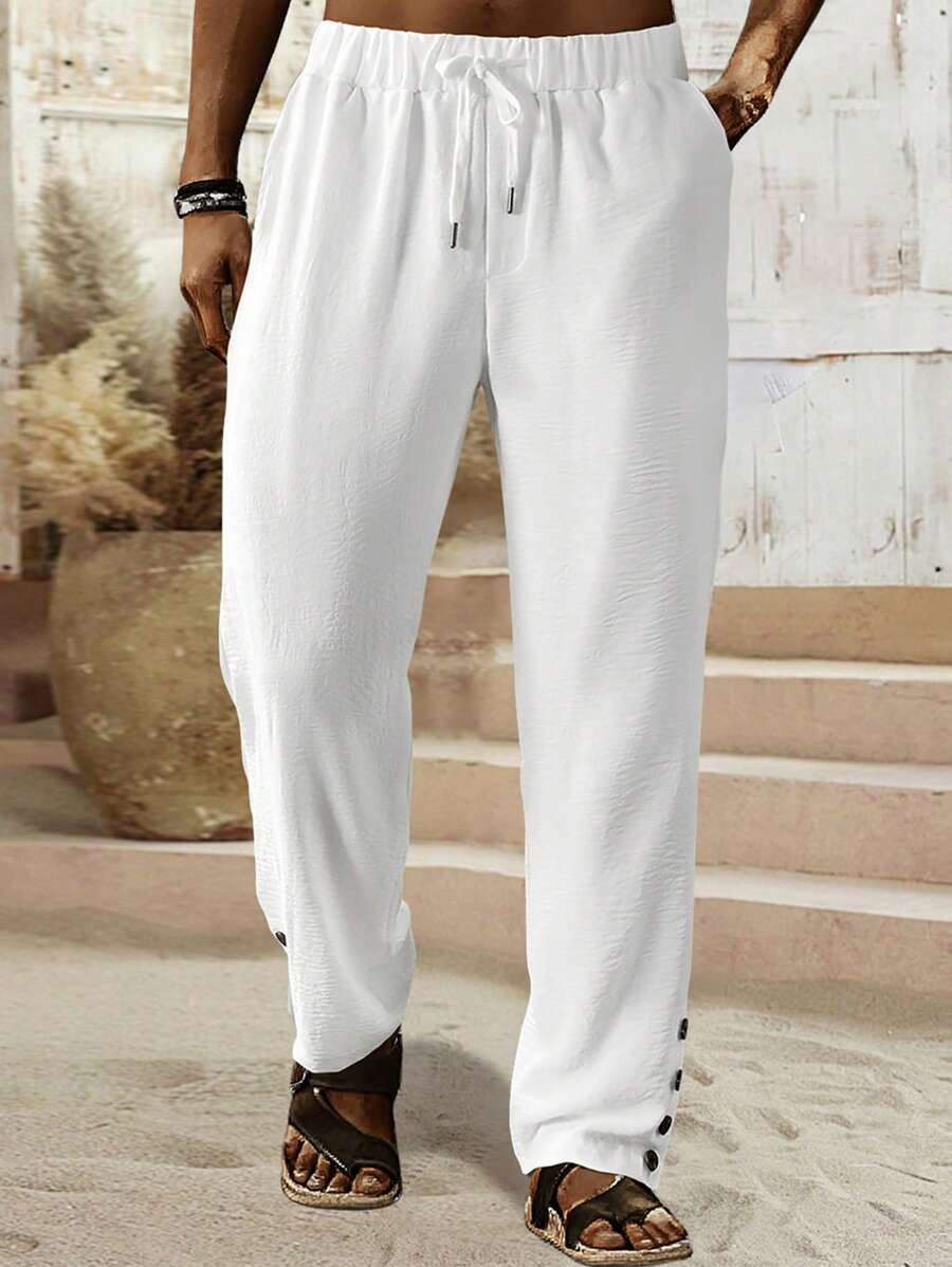 Manfinity RSRT Men's Simple Casual Draw String Waist Button Hem Pants