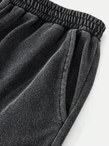 SHEIN 青少年女孩合身短袖圆领T恤和宽松阔腿针织裤套装 - 黑色 - 查看 12