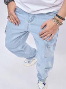 Manfinity Roughcore 大码男士宽松牛仔裤，夏季时尚