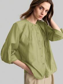 Ontre 2025年夏季女士休闲商务正装衬衫，适合7月4日国庆节、骄傲节、海滩度假、生日派对、老师、乡村音乐节，宽松纯色衬衫，女士夏季上衣，办公室休闲装，婚礼宾客装