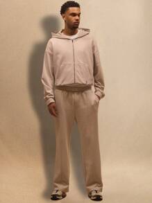 Musero Pantalón de chándal de pierna recta con detalles de pinzas, parche con marca, solo para primavera, verano, vacaciones, Pascua, estilo callejero Y2K