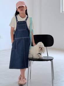 DAZY Vestido de peto vaquero para niñas preadolescentes, ropa de vuelta al colegio