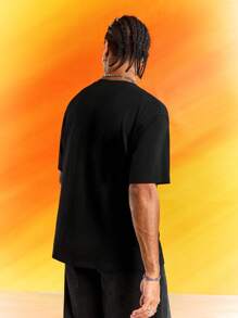 Astro Boy X SHEIN Men's Cartoon Print Round Neck Short Sleeve T-Shirt, Summer - Black - View 2