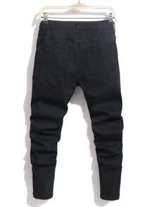 Manfinity EMRG Jeans slim fit con bloques de color y parches de talla grande para hombres