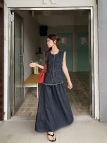 DAZY Women Denim Two Pieces Outfits - Blue - View 8